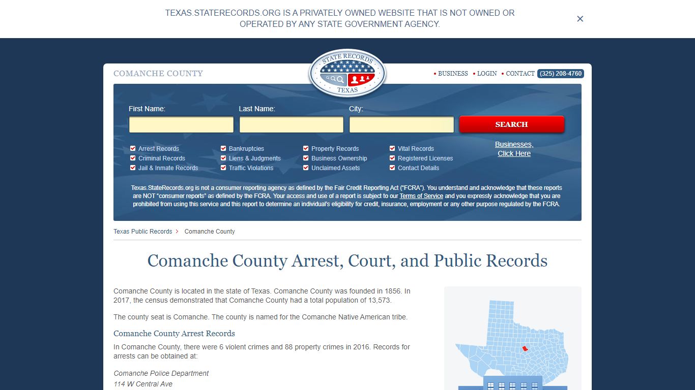 Comanche County Arrest, Court, and Public Records