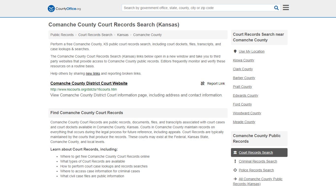 Comanche County Court Records Search (Kansas) - County Office