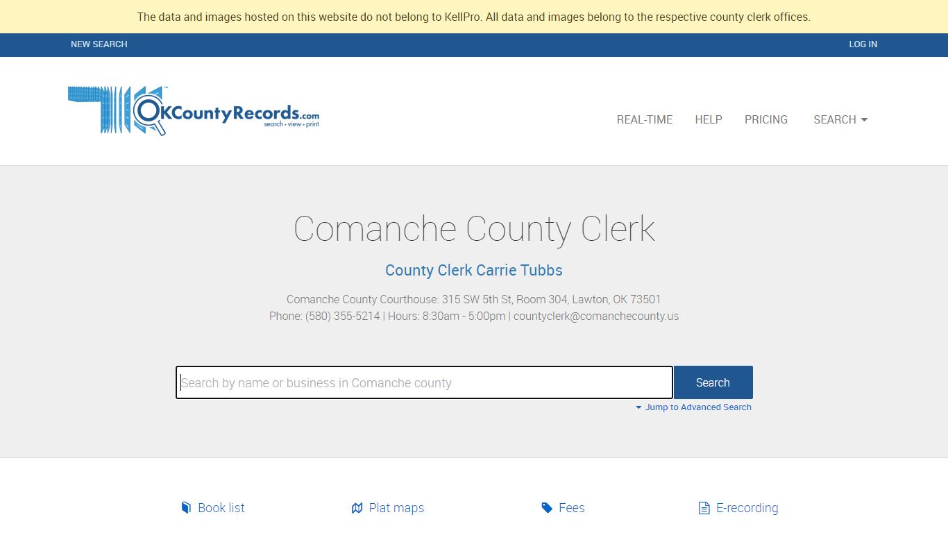 Comanche County - County Clerk Public Land Records for Oklahoma